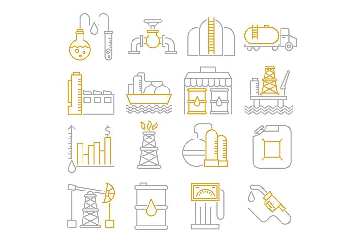 Oil industry icons set