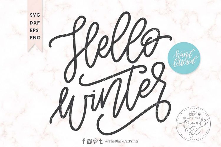 Hello winter SVG DXF EPS PNG, Hand lettered