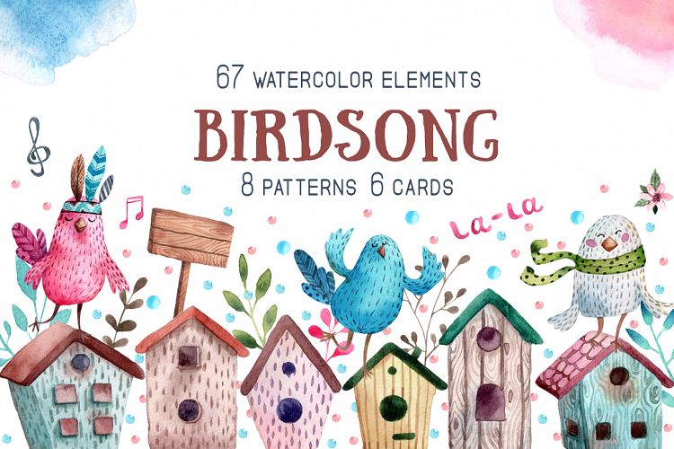 Birdsong - Watercolor Clip Art Set