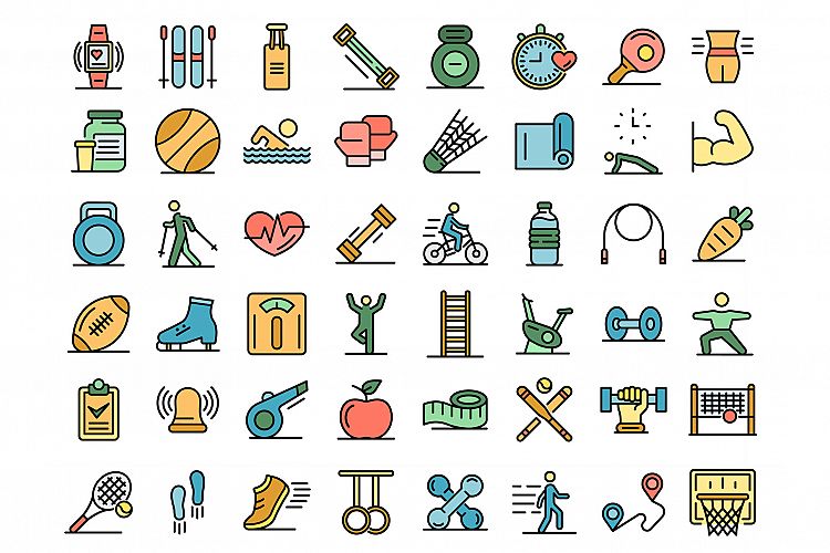 Outdoor fitness icons vector flat example image 1