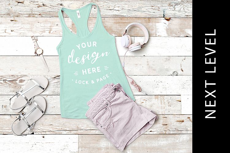 Mint Tank Top Mockup Next Level 1533 Racerback Flat Lay