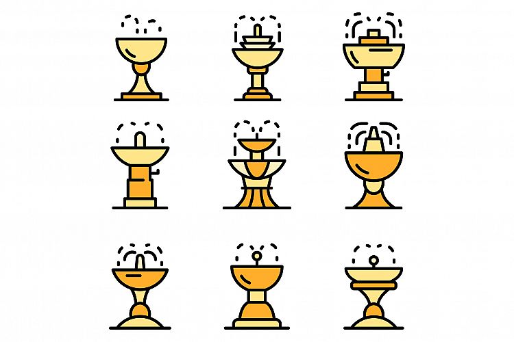Drinking fountain icons vector flat example image 1