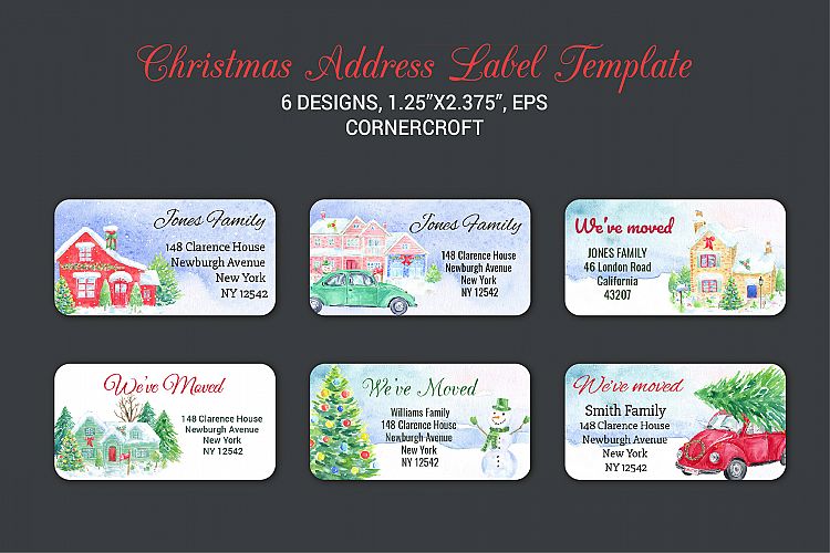 Christmas Address Label Template (44440) | Card Making | Design Bundles