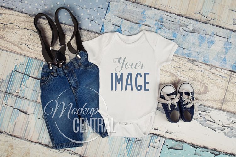 Blank White Baby Onepiece Bodysuit Apparel Mockup, JPG File