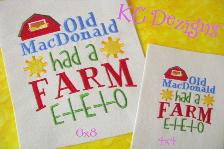 Old McDonald Had A Farm Machine Embroidery Design