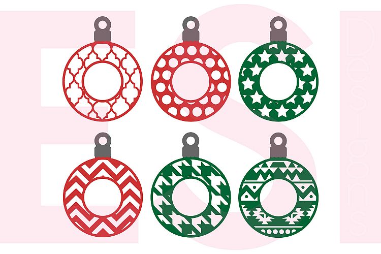 Patterned Christmas Ornament / Bauble Monogram Designs example image 1