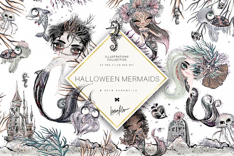 Halloween Mermaid Clipart