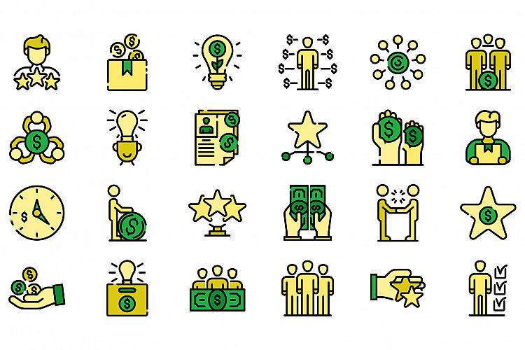 Crowdfunding icons vector flat example image 1