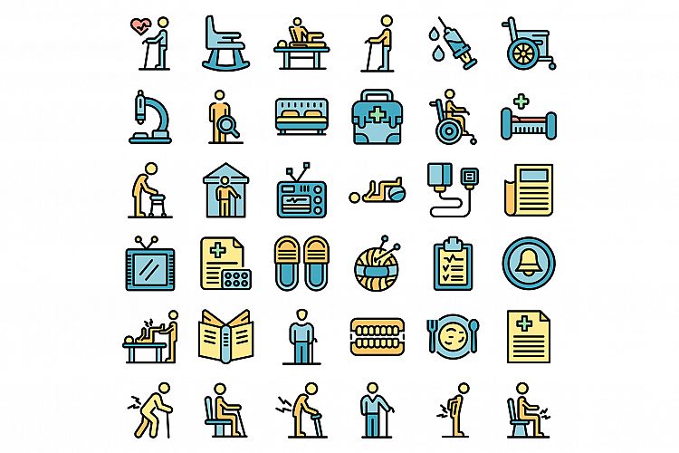 Nursing home icons set vector flat example image 1