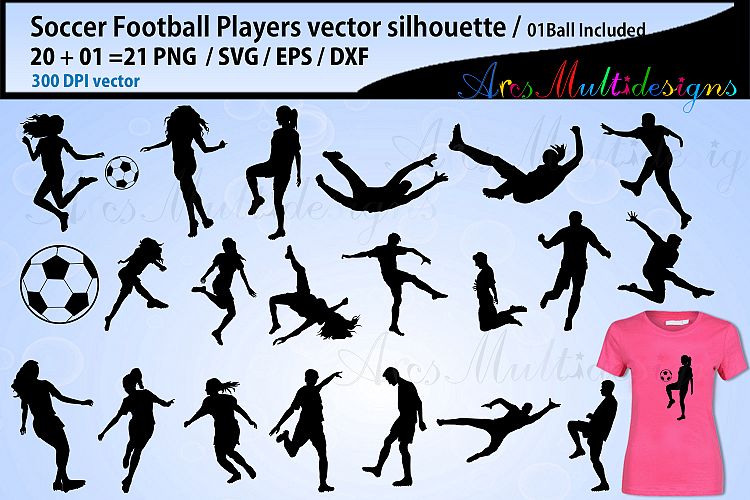 Soccer football, soccer silhouette, soccer players vector