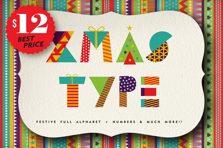 Christmas Geometric typeset + MORE - 90% OFF! 