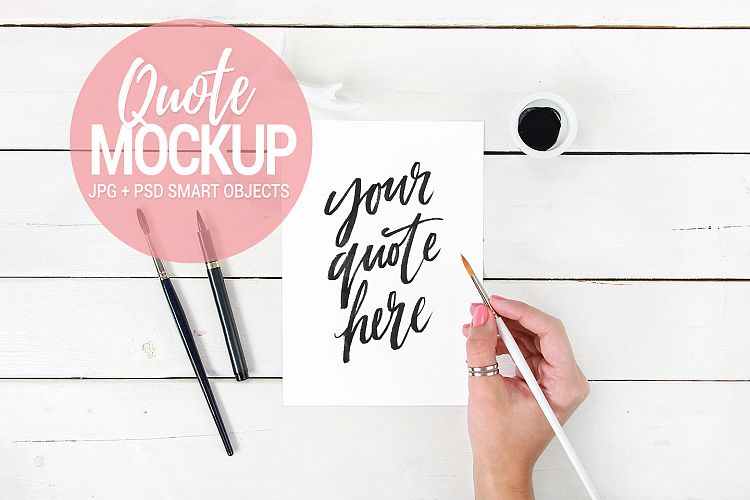 Print quote mockup, feminine styled stock photo
