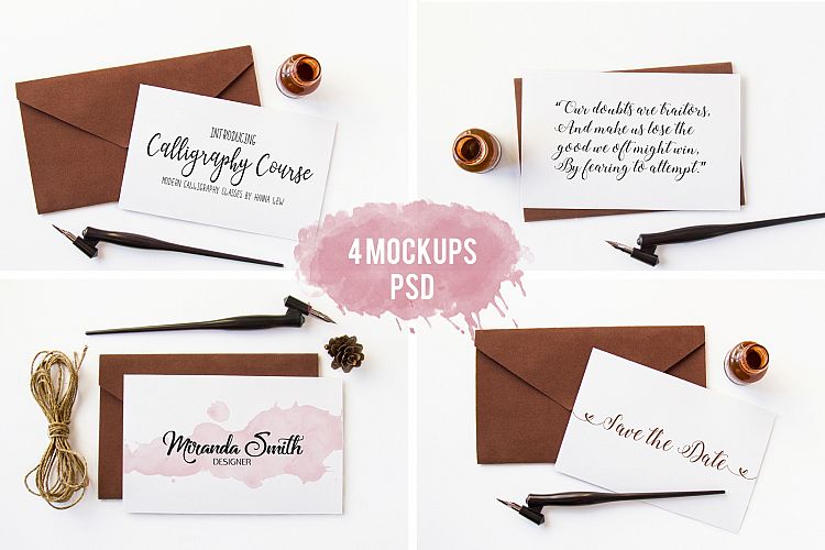 4 Photo Mockups | Calligraphy