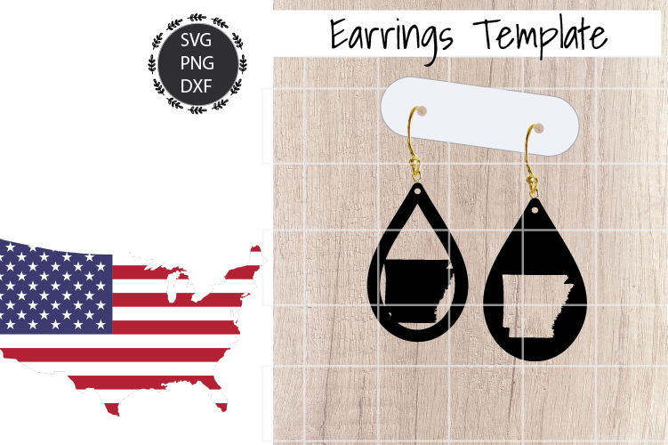Earrings Template - Arkansas Teardrop Earrings Svg example image 1