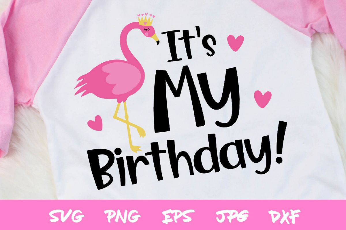Birthday Svg, flamingo svg, girls birthday silhouette design example image 1