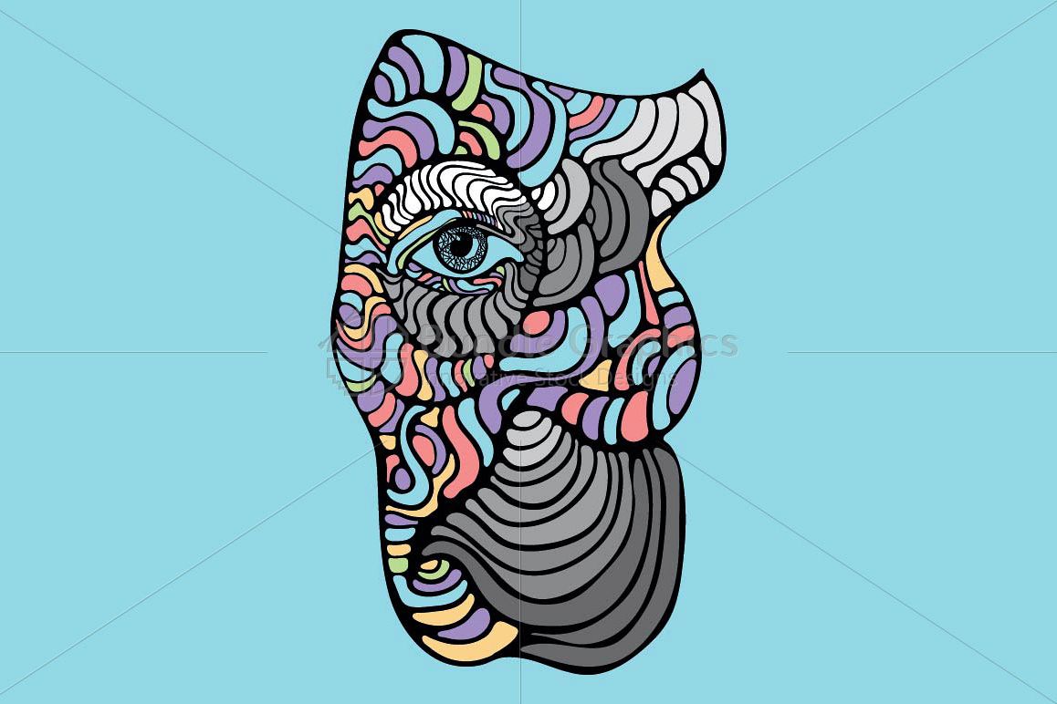 Elephant Profile - Creative Linear Graphics of Animal example image 1