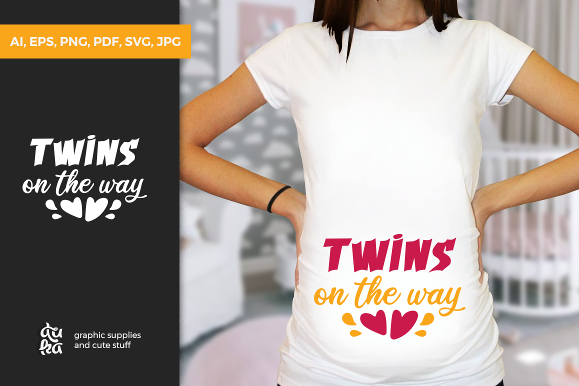 Pregnancy Announcement SVG Cut Files - Twins on the way example image 1