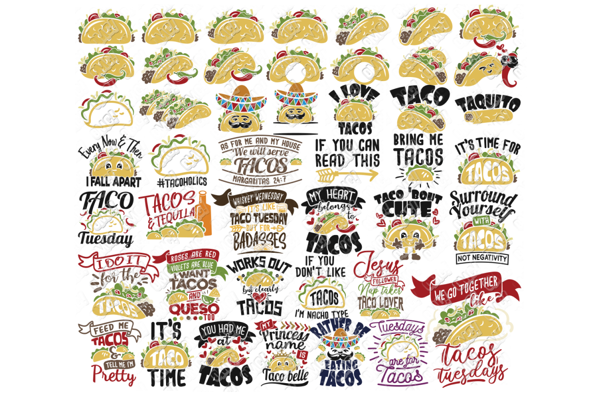 Taco SVG Bundle Phrases Monogram in SVG, DXF, PNG, EPS, JPEG example image 1