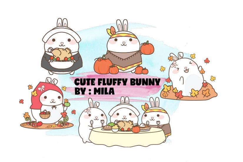 KAWAII BUNNY CLIPART BUNDLE PNG example image 1