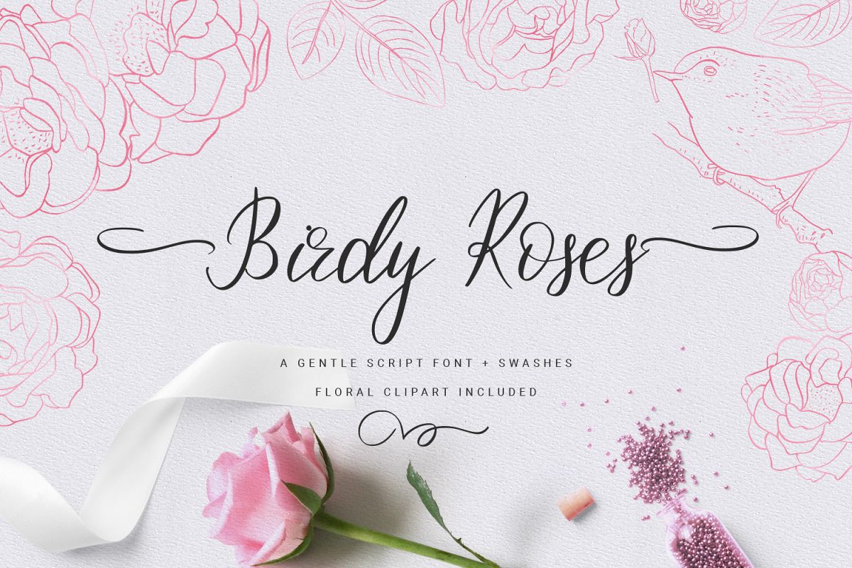Birdy Roses | Script font and Swashes example image 1