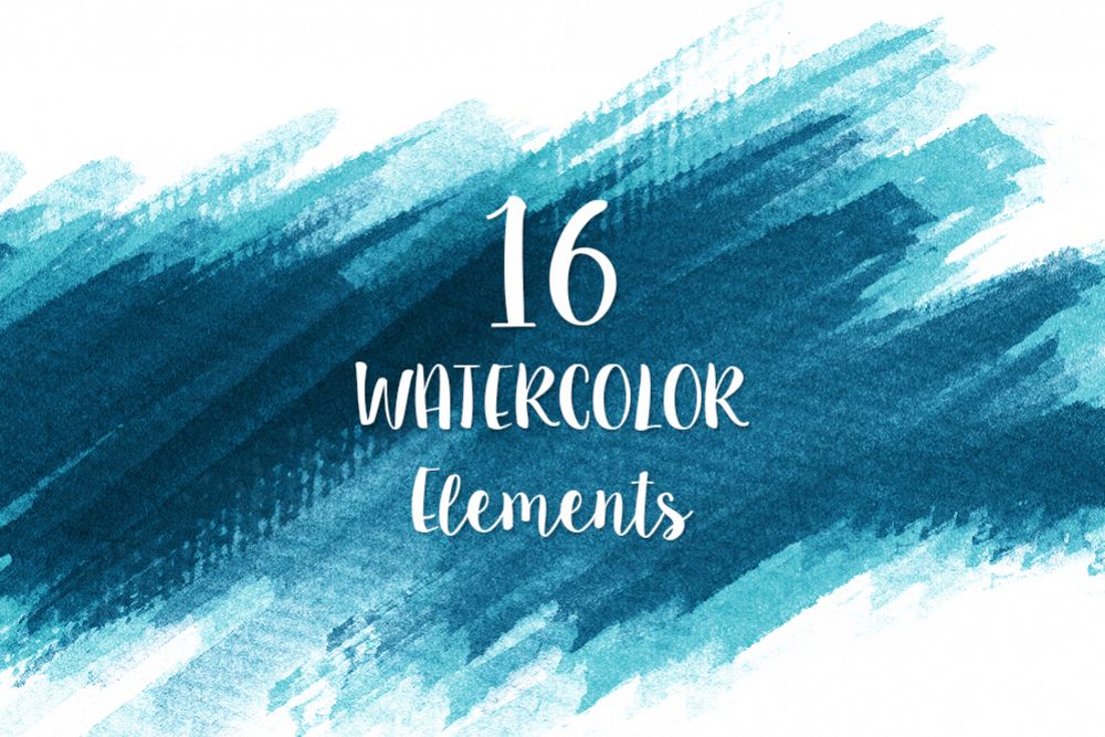 16 Blue Watercolor Design Elements example image 1