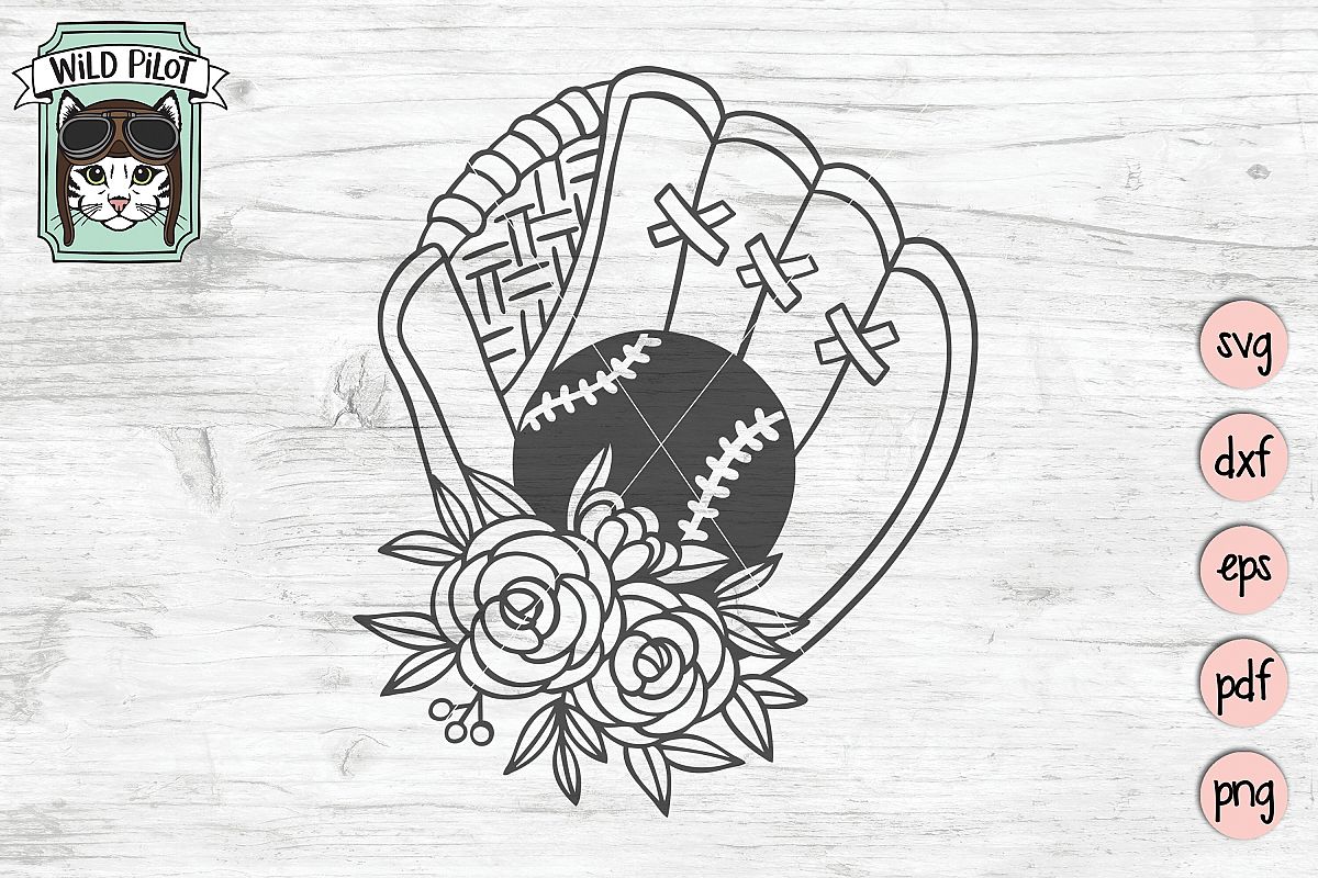 Baseball SVG file, Softball SVG file, Girls Sports, Flowers example image 1