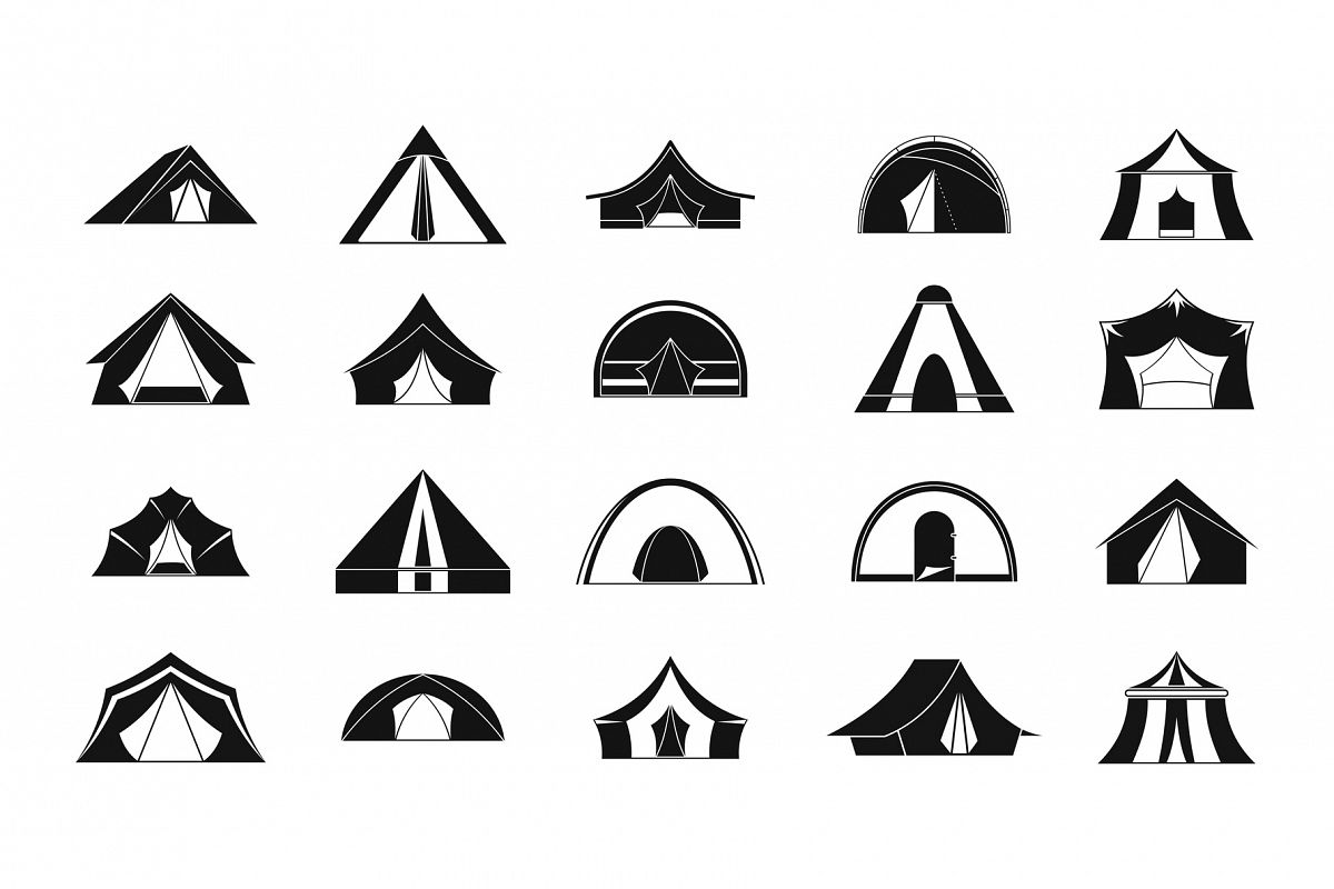 Tent icon set, simple style example image 1