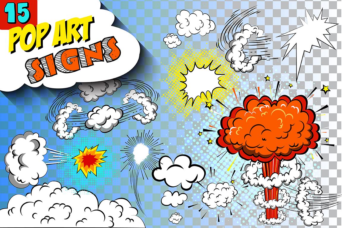 Comics pop art signs set_Vol.3 example image 1