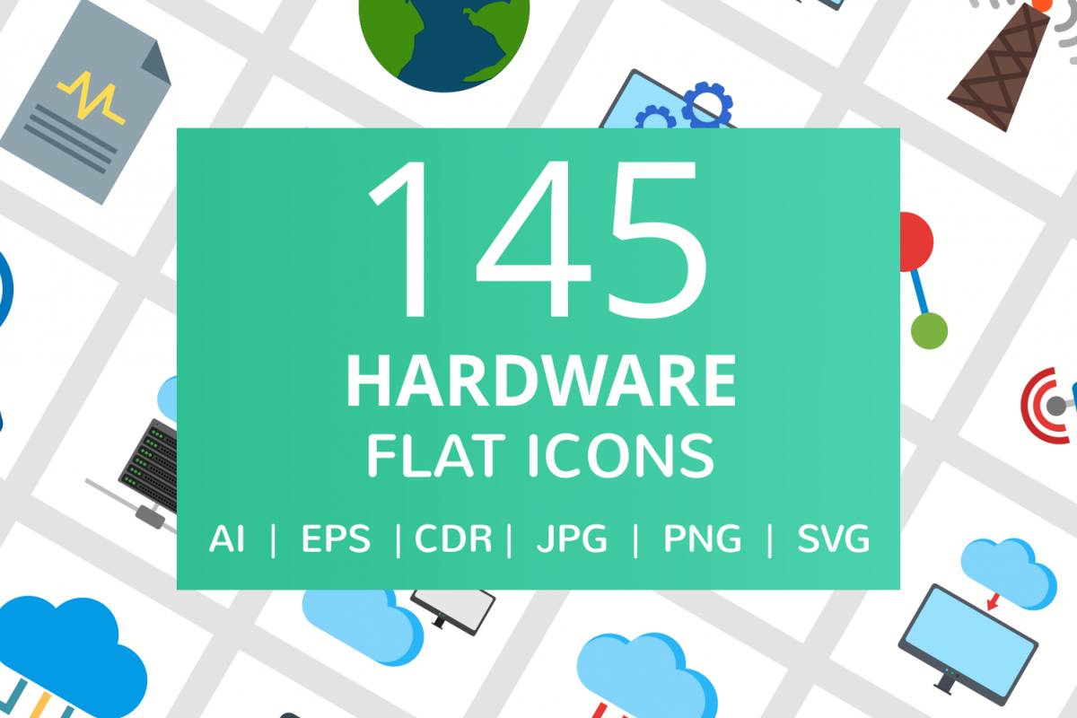145 Hardware Flat Icons example image 1