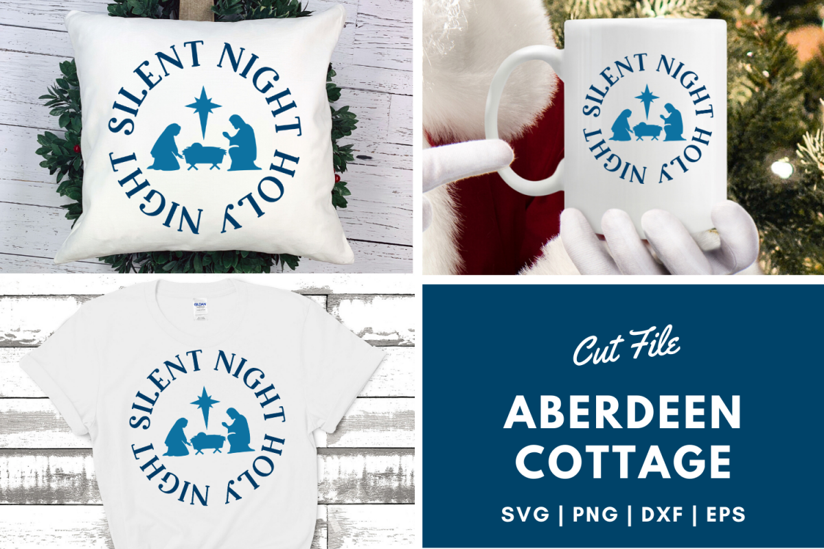 Silent Night Holy Night - Christmas SVG | PNG | DXF | EPS example image 1