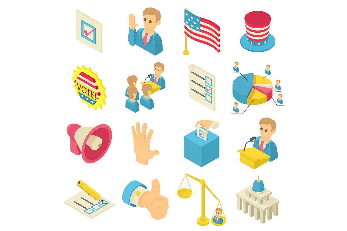 Election voting icons set, isometric style example image 1