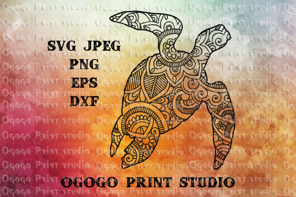 Turtle SVG, Zentangle SVG, Mandala svg, Beach svg,Sea animal example image 1