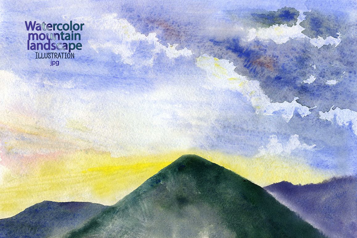 Watercolor mountain landscape example image 1