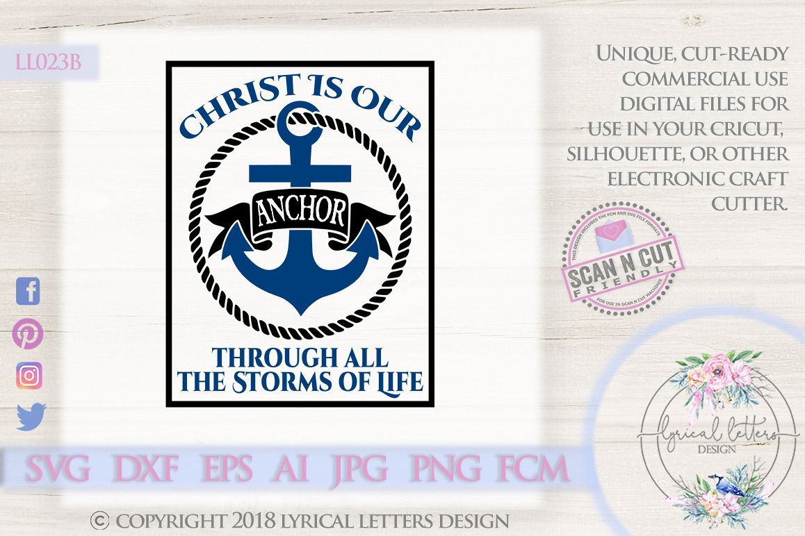 Christ Is Our Anchor Religious SVG DXF LL023B example image 1