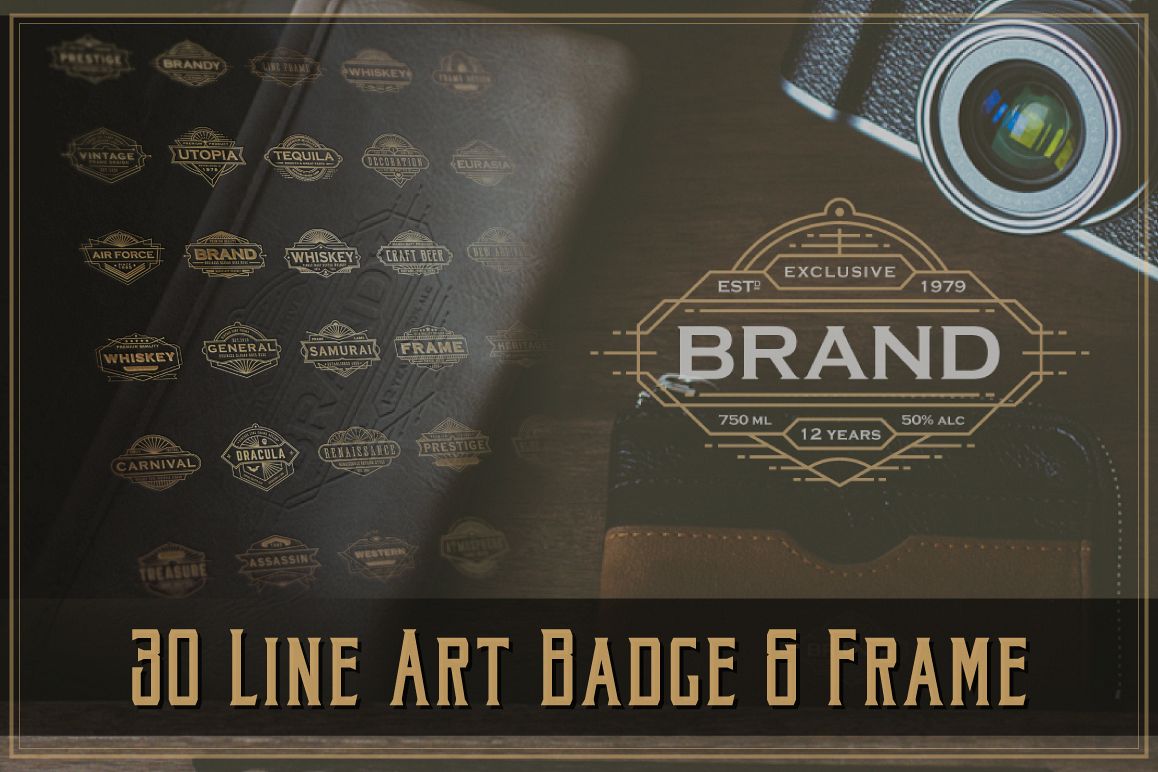 30 Line Art Badge & Frame Label example image 1