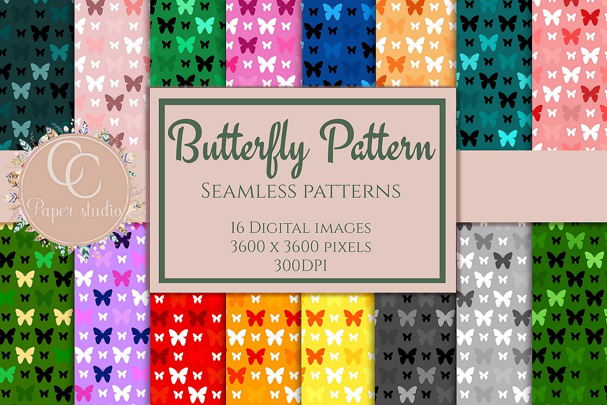 16 Rainbow coloured butterfly pattern digital paper example image 1