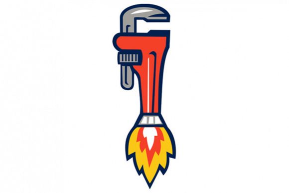 Pipe Wrench Rocket Booster Side Retro example image 1