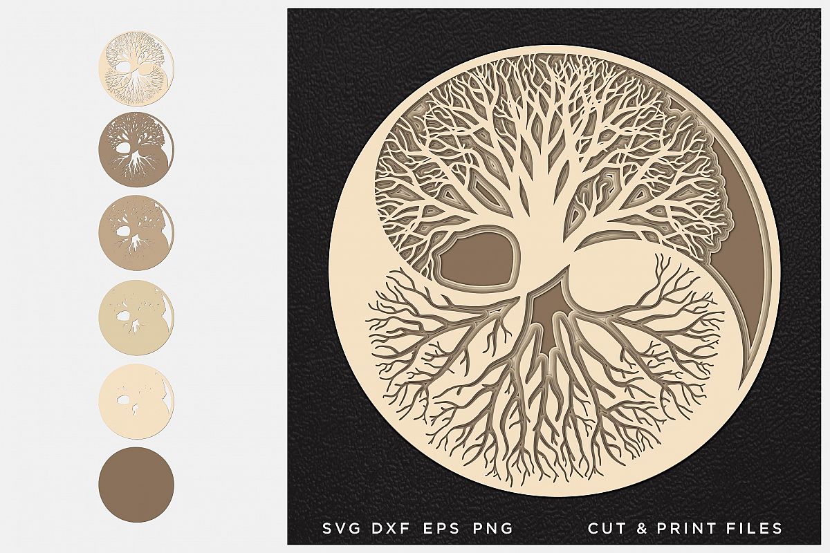 Tree of Life svg, Cut file Mandala, Multilayer, Layered svg