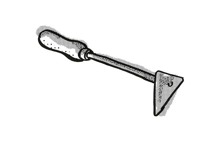 shave hook Woodworking Hand Tool Cartoon Retro Drawing example image 1