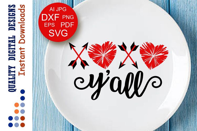 Xoxo y'all svg Hearts Clipart Valentine's day example image 1
