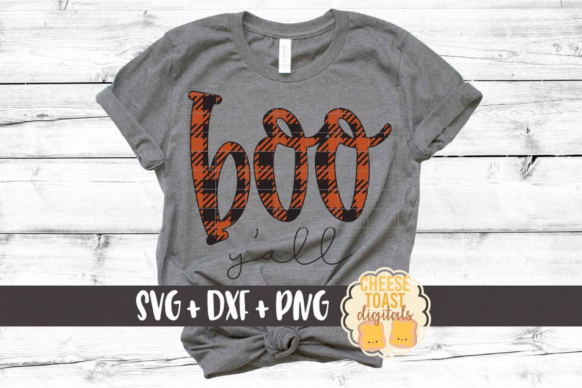 Boo Y'all - Buffalo Plaid Halloween SVG PNG DXF Cut Files example image 1