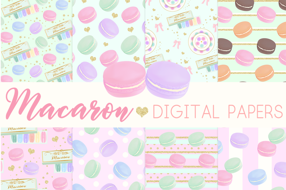 Macaron Digital Papers Seamless Pattern example image 1
