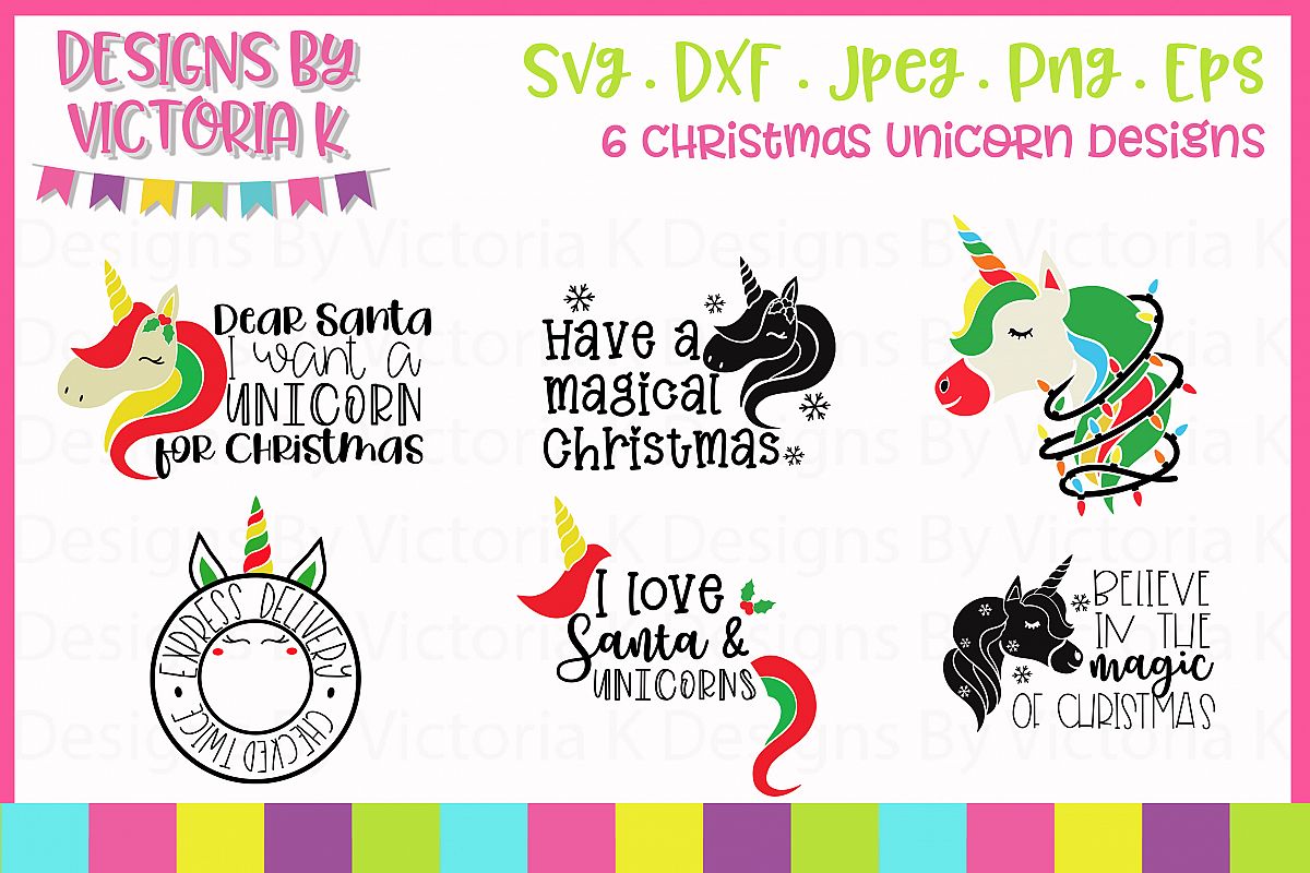 Christmas unicorn design bundle SVG, DXF example image 1