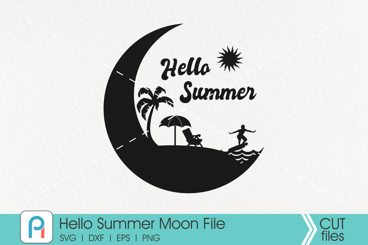 Summer Svg, Summer Clip Art, Crescent Moon Svg, Moon Svg,Svg example image 1