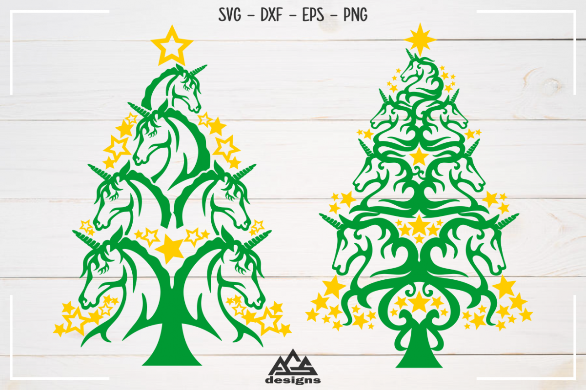 Unicorn Christmas Tree Svg Design example image 1