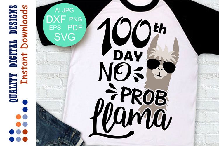 100th day no prob llama boy SVG example image 1