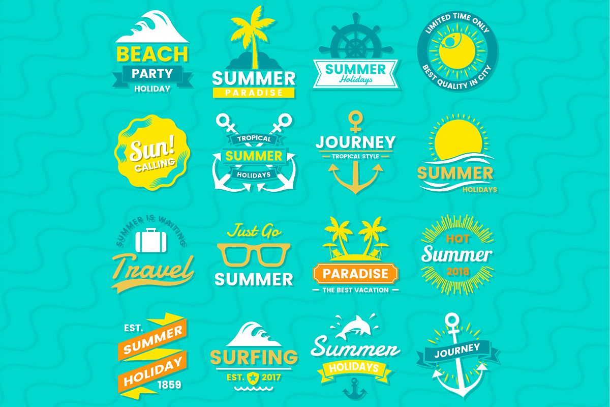 Summer Badge & Objects Vector Set example image 1