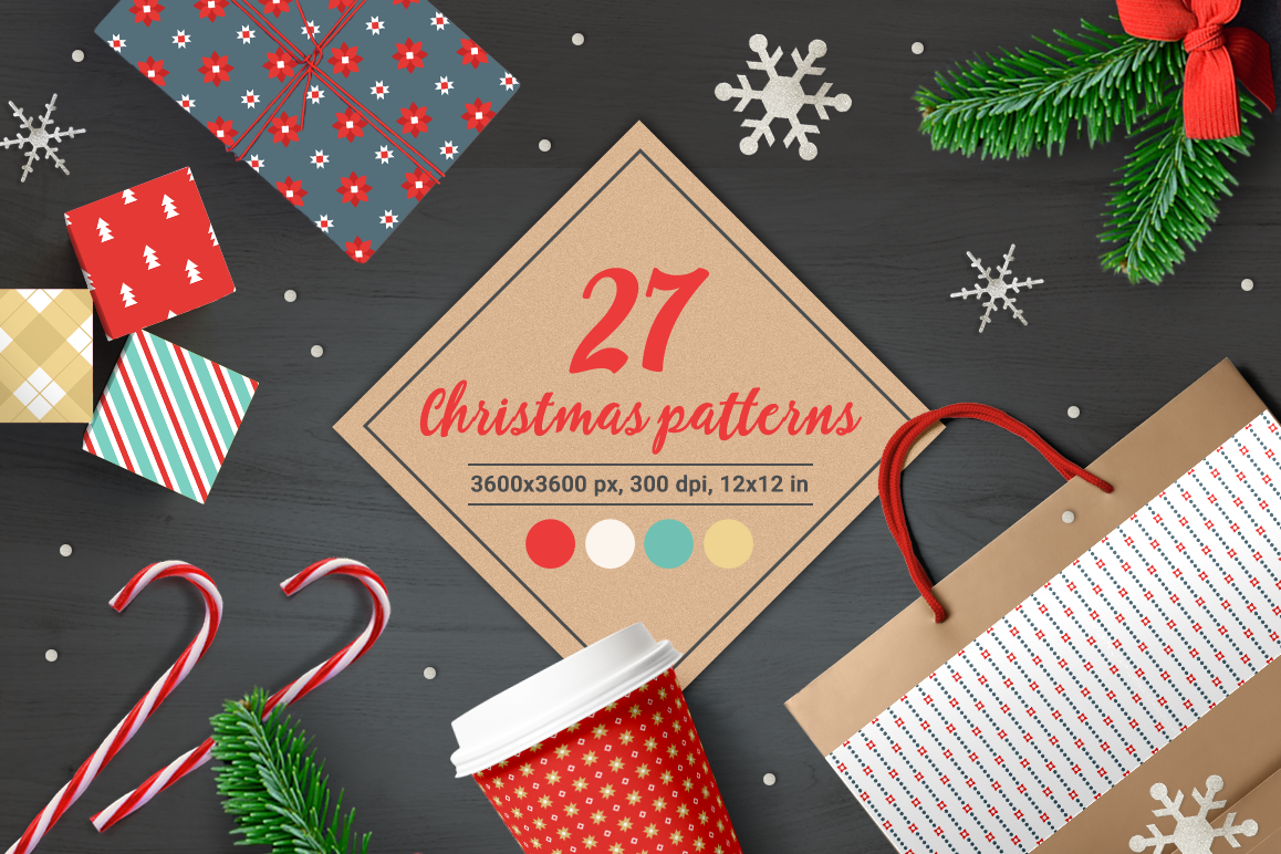 27 Christmas Seamless Patterns example image 1