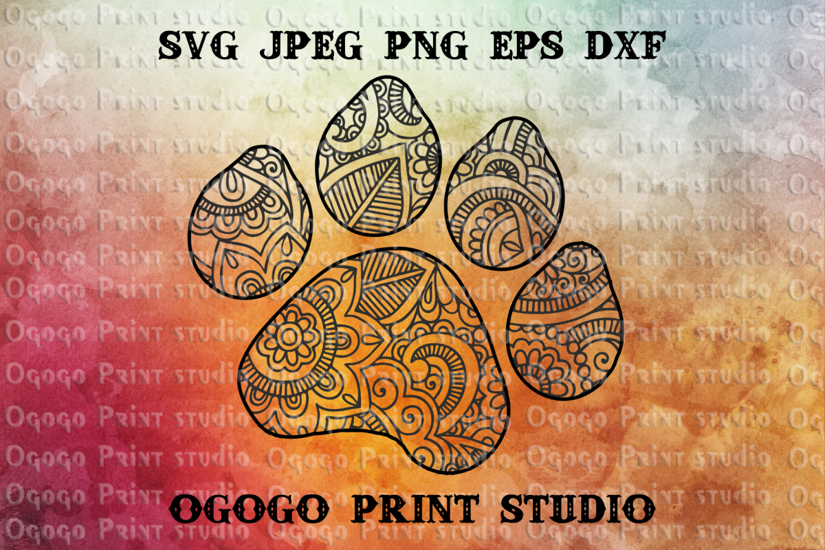 Mandala svg, Dog paw svg, Zentangle SVG, Paw svg,PAW Patrol example image 1
