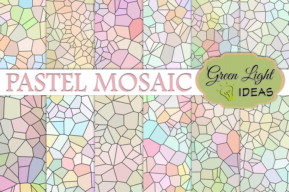Pastel Mosaic Digital Papers example image 1